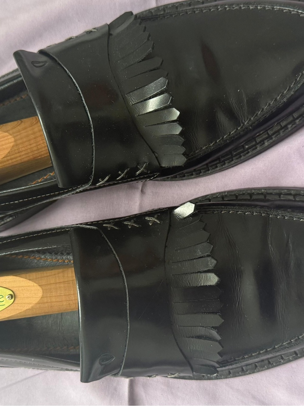 Ben Sherman Black Leather Kiltie Penny Loafers